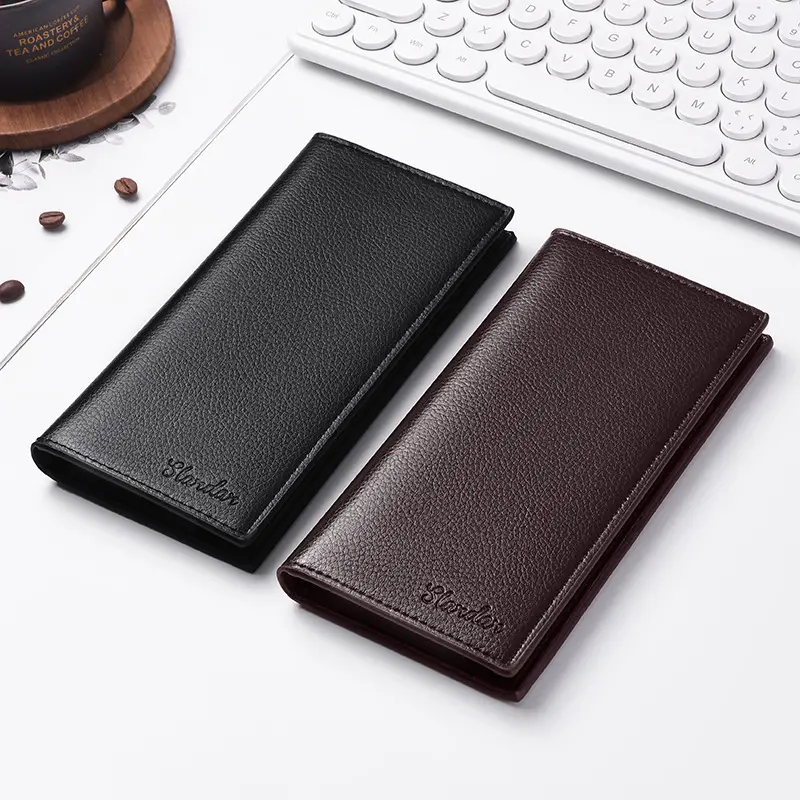 2025 new men's long wallet with multiple card slots for mobile phones, student card bag, large capacity soft thin leather wallet