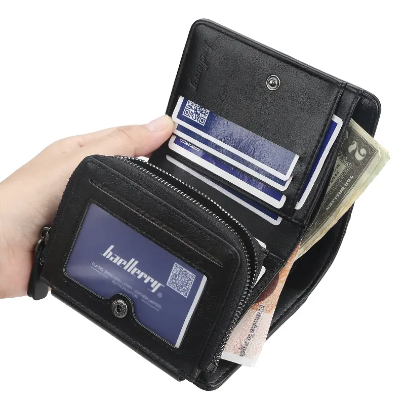 New Leather Men Wallets High Quality Zipper Short Desigh Card Holder Male Purse Vintage Coin Holder Men Wallets