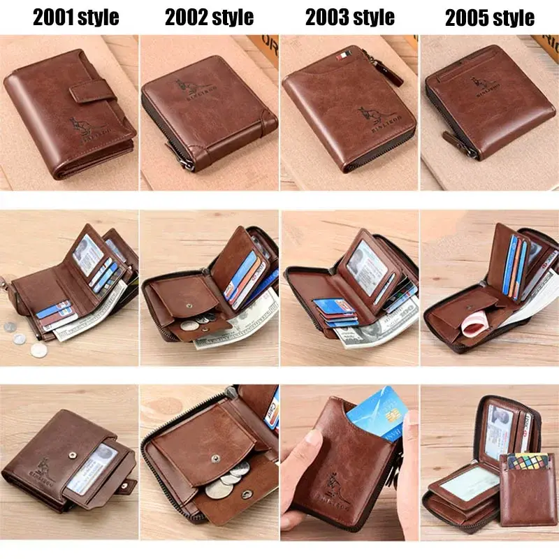 Genuine Leather Men's Wallet Luxury Short RFID Card Holder for Men Zipper Coin Purse Portable Male Wallets Billfold