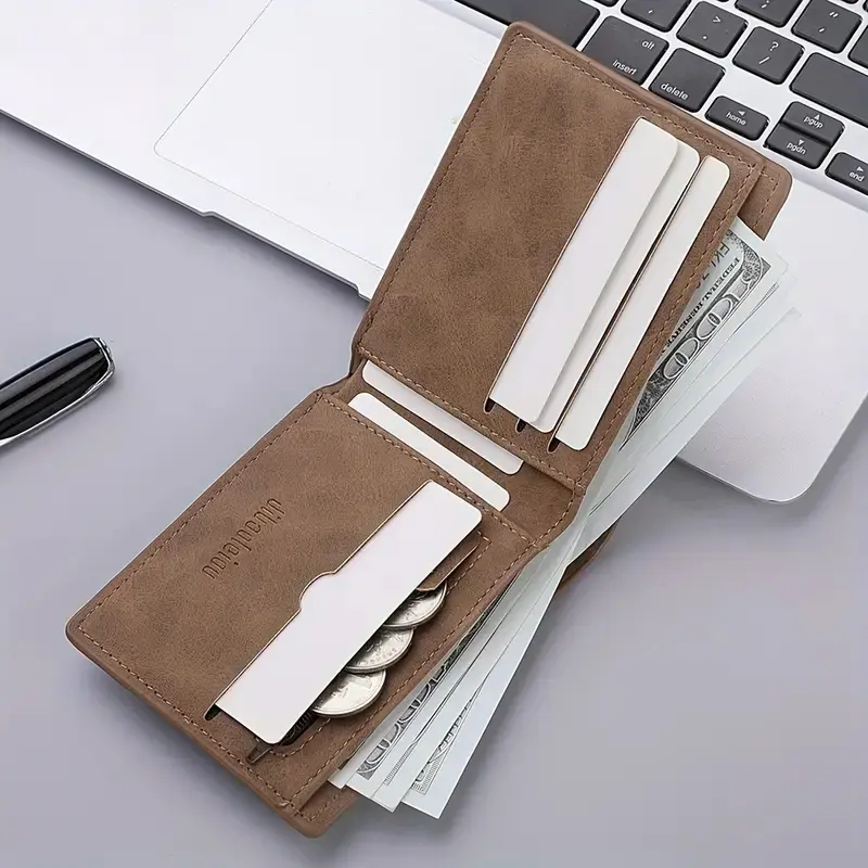 Men's Simple Soft PU Leather Wallet Vintage Thin Wallet Credit Card Holder