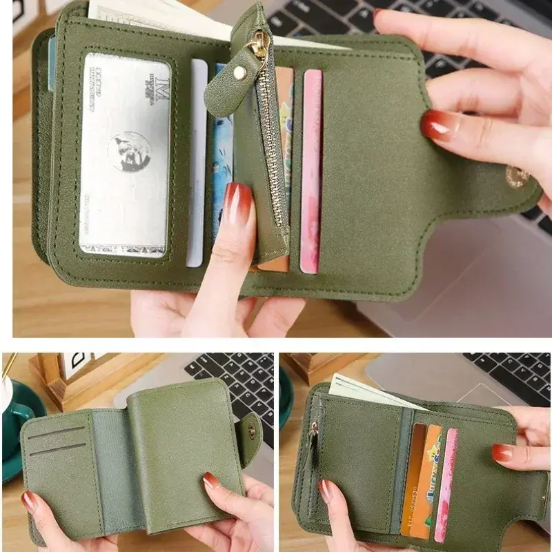 Women Wallets 2024 New Luxury Brand Red Black Small Mini Coin Purse Hasp Card Holder Lady Wallet Zipper Female Leather Buckle