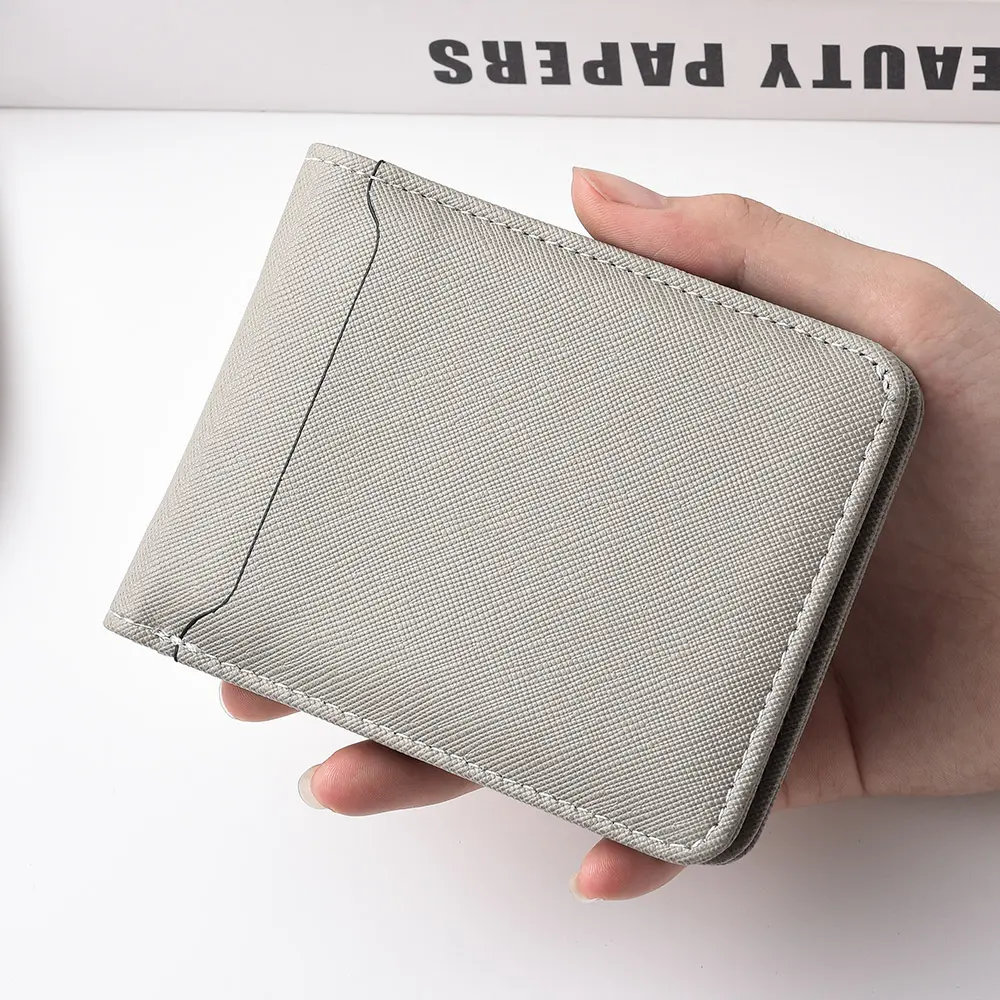 Simple Solid-Color Short Wallet, Business Leisure Card Holder, Male Wallet, ID Card, Bank Card, Male Wallet