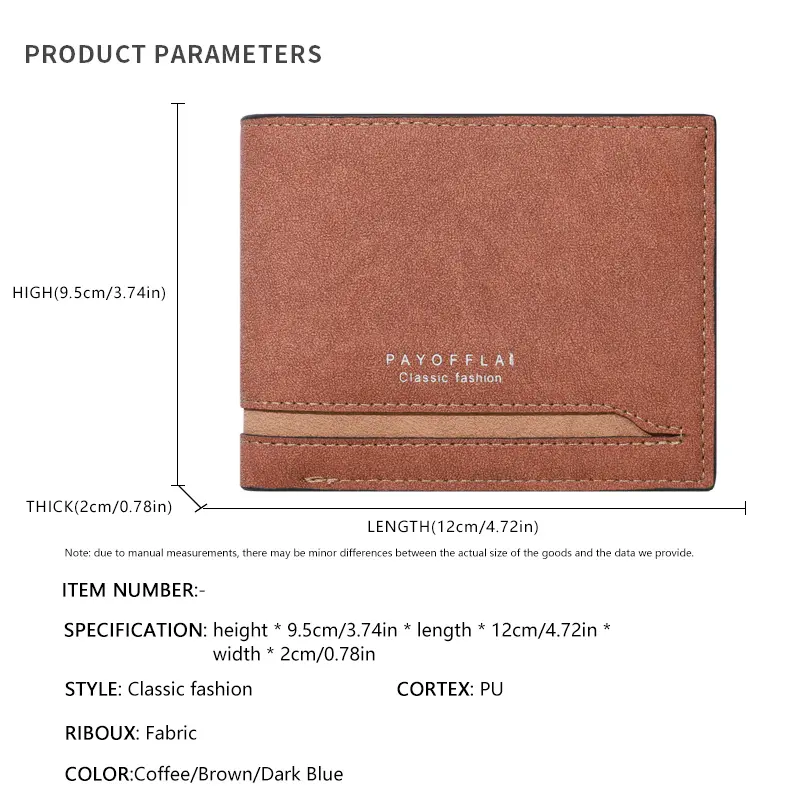Men's Fashion Business Short Wallet with Zipper Coin Pocket  Luxury Brand Card Slots Horizontal Soft Synthetic Leather Wallet