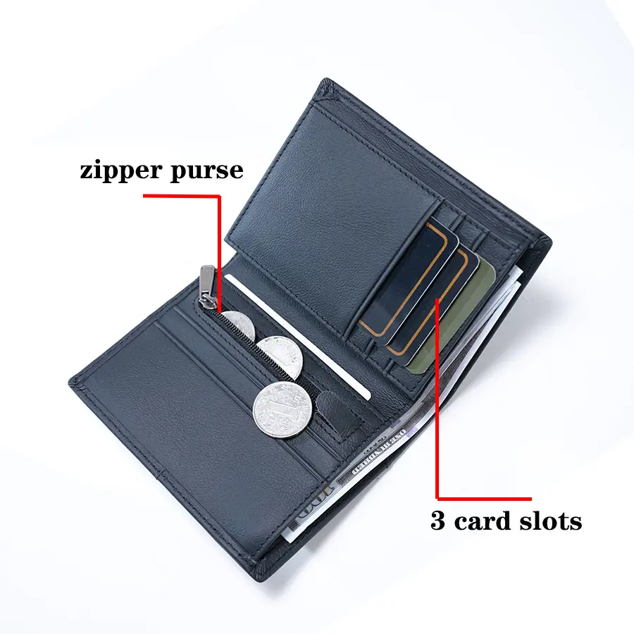 classic Men's  Wallet RFID Blocking Man Genuine Leather Wallet Card Holder zipper Coin Purse  Money Bag Wallet Male