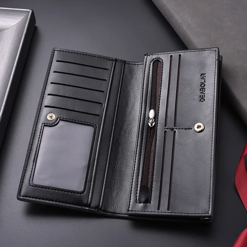 Men's Long Wallet Luxury High Quality PU Leather Wallet Large Capacity Cash Clip Multi-Card Credit Card Holder Men's Wallet