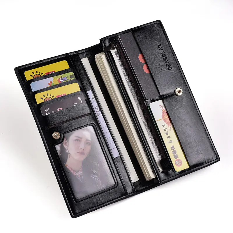Men's Long Wallet Luxury High Quality PU Leather Wallet Large Capacity Cash Clip Multi-Card Credit Card Holder Men's Wallet