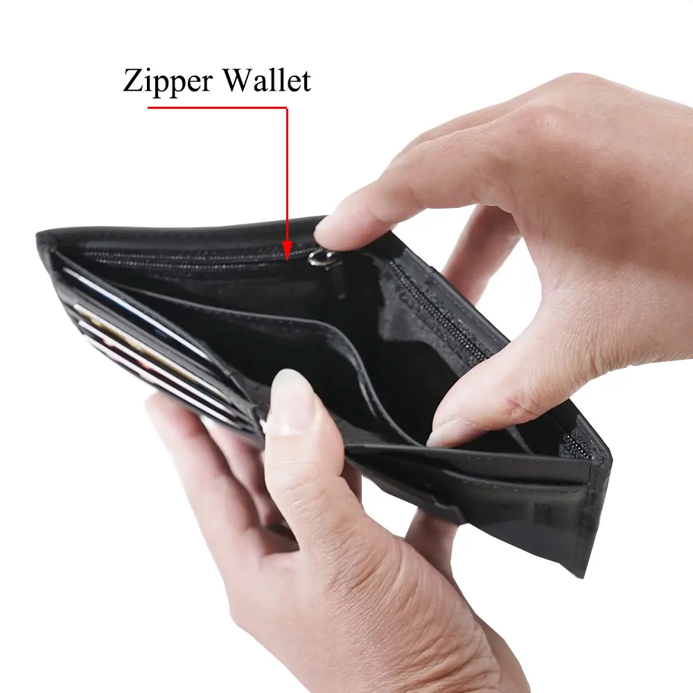 classic Men's  Wallet RFID Blocking Man Genuine Leather Wallet Card Holder zipper Coin Purse  Money Bag Wallet Male