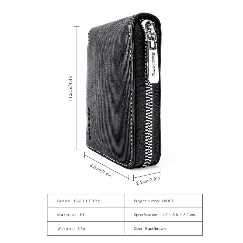 Baellerry New RFID Men Short Wallets Retro Coin Pocket Zipper Men Purse High Quality Simple Card Holder Male Wallet Card Bag