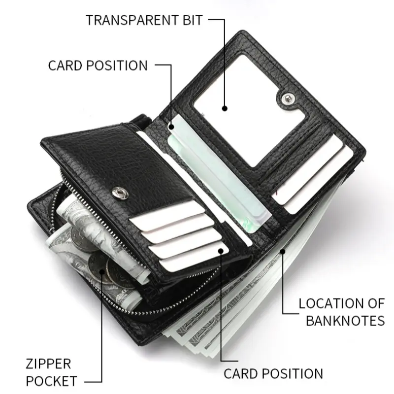 1pc Men's New Multifunctional Wallet, Large Capacity Credit Card Bag, PU Purse With Chain Strap