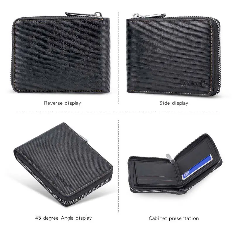 Baellerry New RFID Men Short Wallets Retro Coin Pocket Zipper Men Purse High Quality Simple Card Holder Male Wallet Card Bag