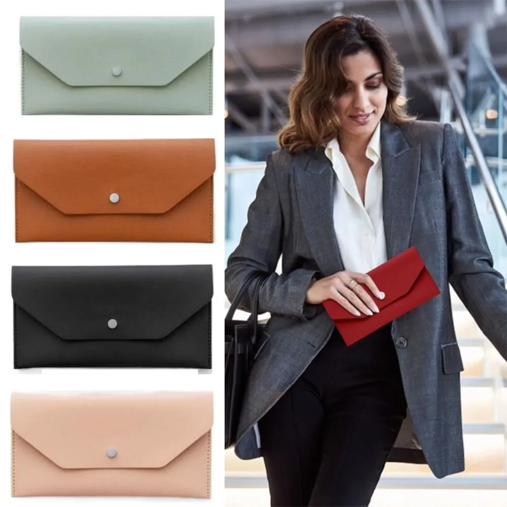 Ultra-thin Cash Envelope Wallet For Male Female Wear-resistant PU Leather Money Binder Organizer Waterproof Money Pouch Holder