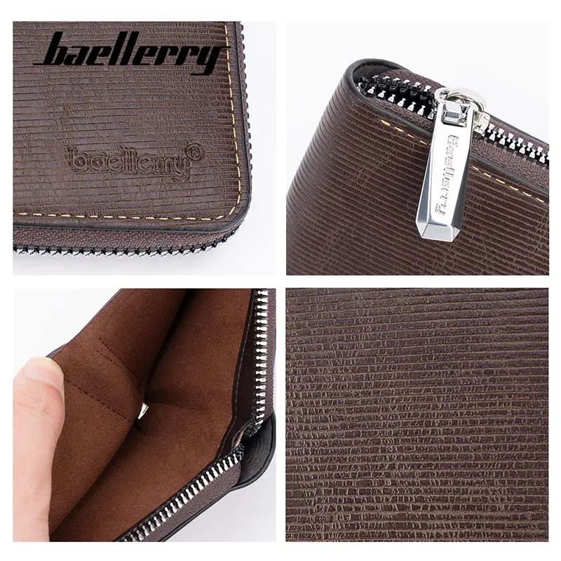 Baellerry New RFID Men Short Wallets Retro Coin Pocket Zipper Men Purse High Quality Simple Card Holder Male Wallet Card Bag