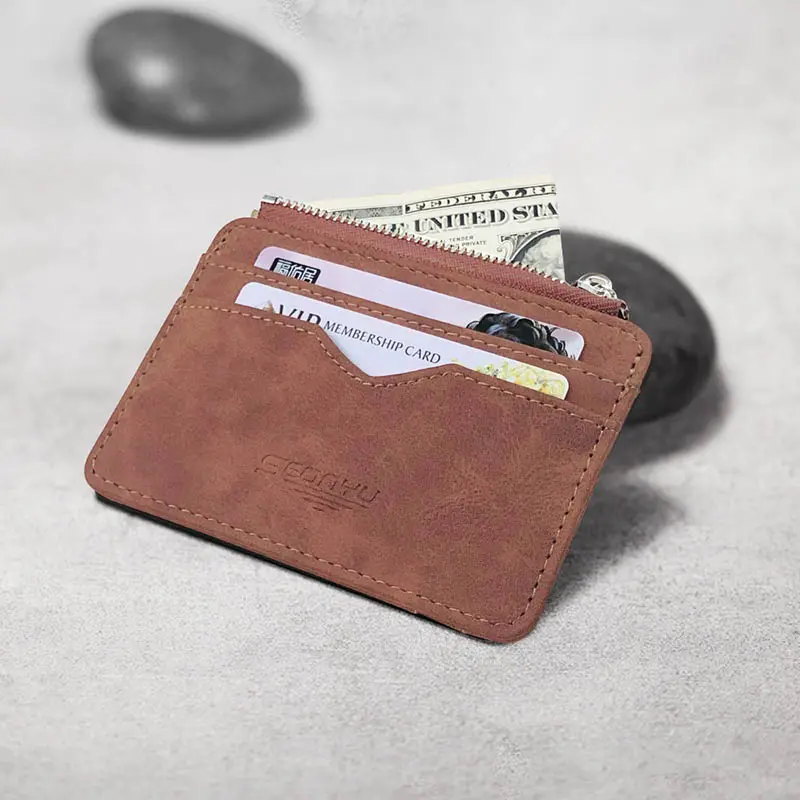 New Simple Mini Men Leather Wallet With Coin Pocket Small Credit Card Holder Slim Man's Purse For Bank Cards ID Card Case