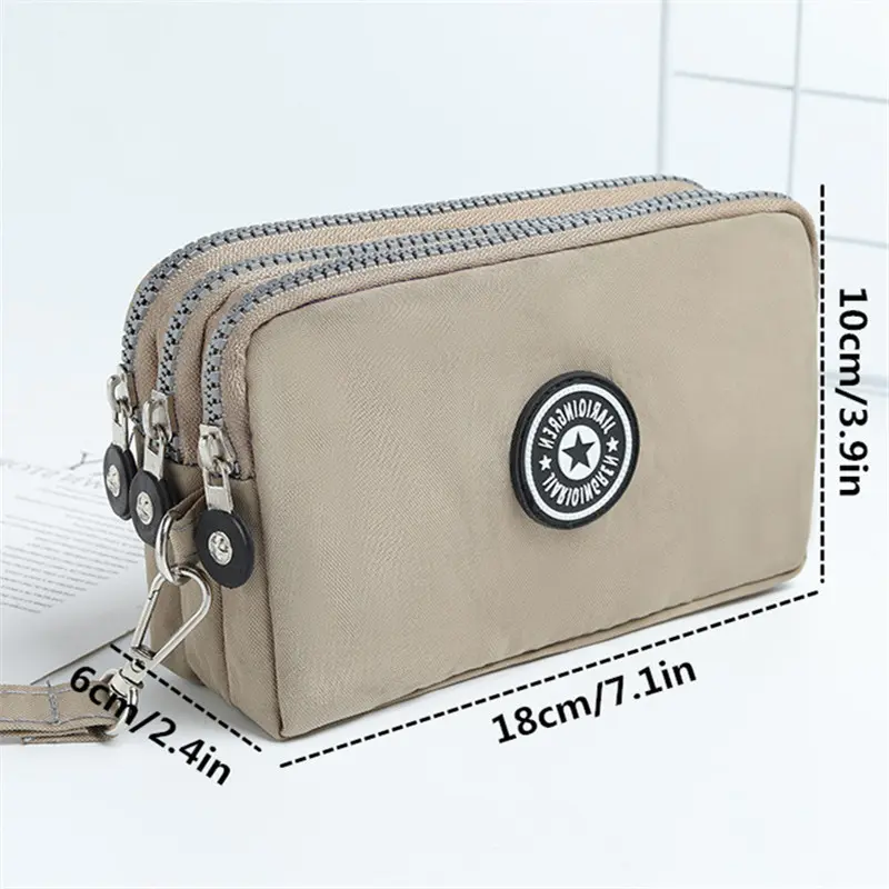 Monedero Mujeres Fashion Zipper Wallet, Women's Casual Waterproof Clutch Bag Versatile Nylon Phone Bag with Wristlet