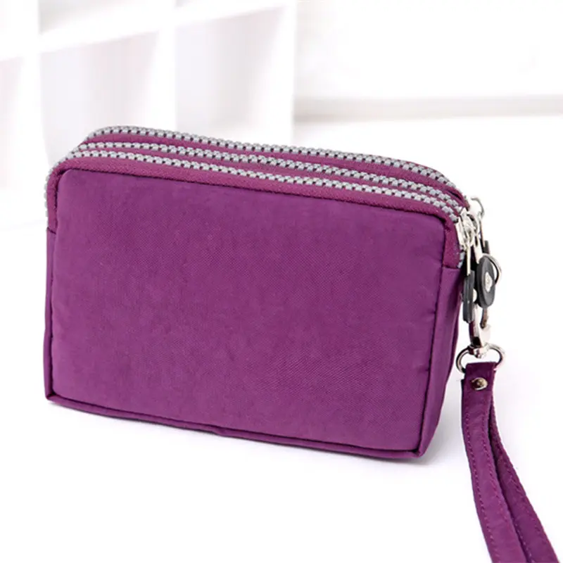 Monedero Mujeres Fashion Zipper Wallet, Women's Casual Waterproof Clutch Bag Versatile Nylon Phone Bag with Wristlet
