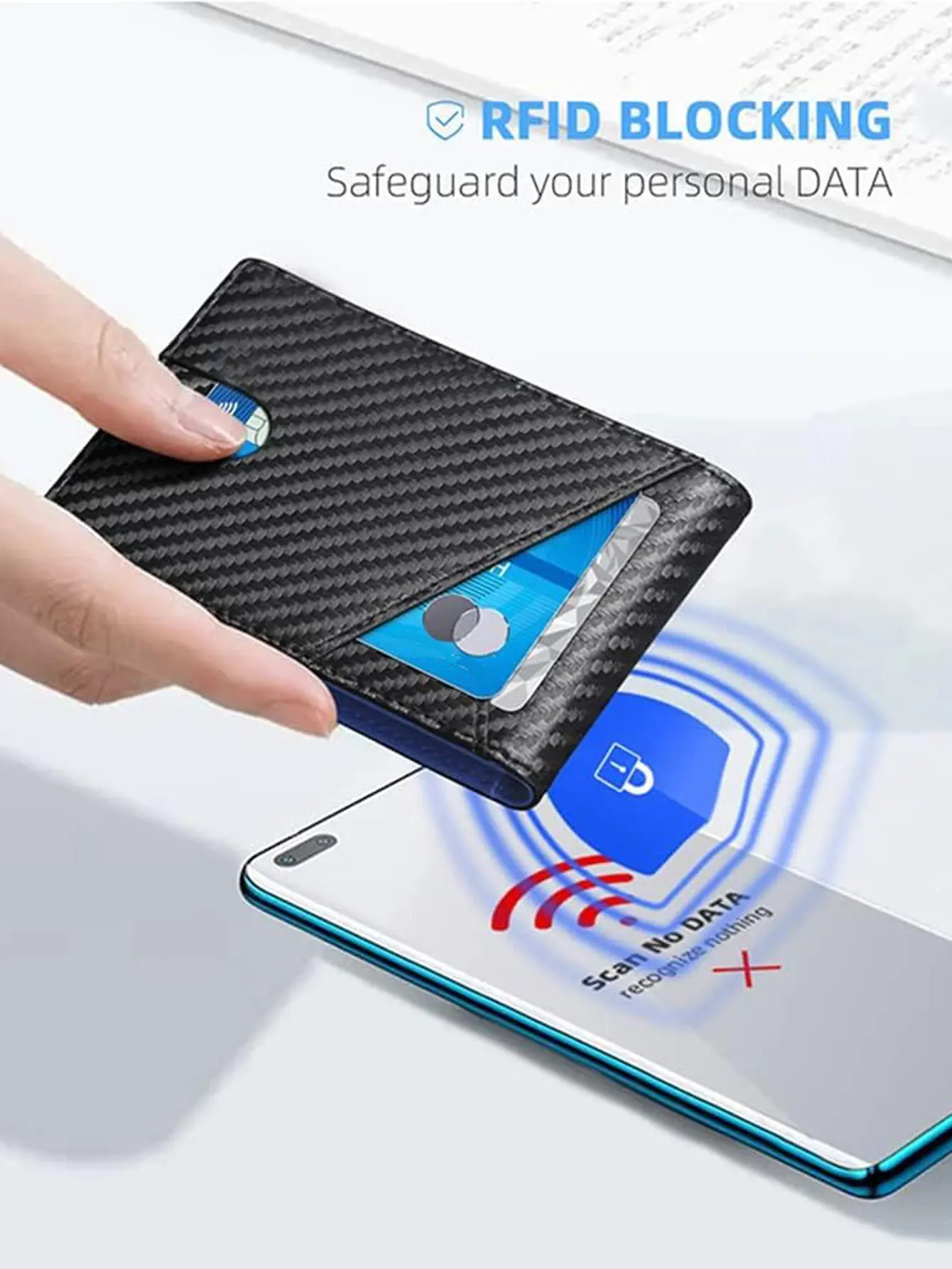 Minimalist men's wallet RFID anti-theft brush ultra-thin double fold 12 card wallet portable front pocket multifunctional wallet