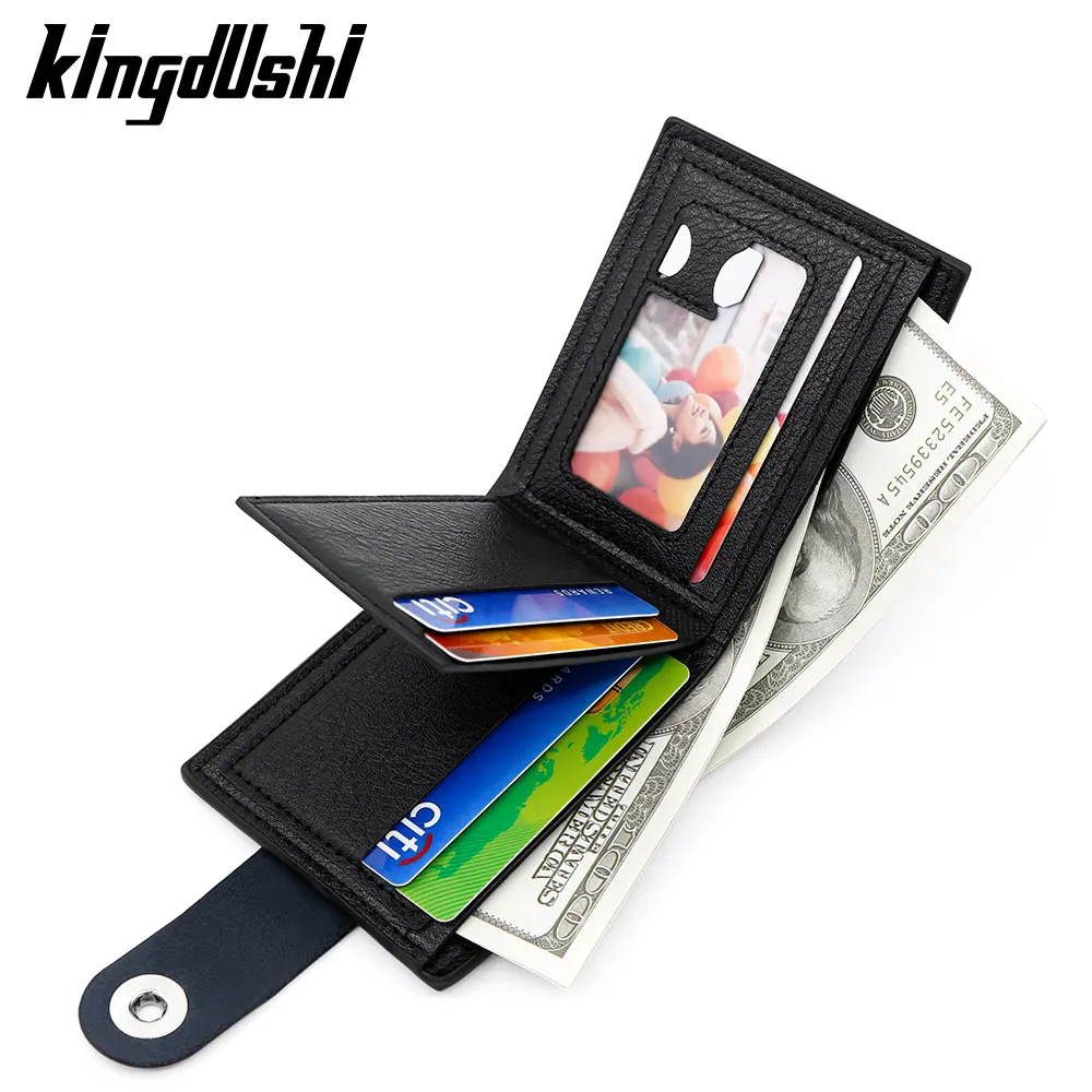 2025 Men's Bifold Short Wallet Simple Magnetic Buckle Purse with Zipper Change Bag Multiple Card Slots and Large Capacity Wallet