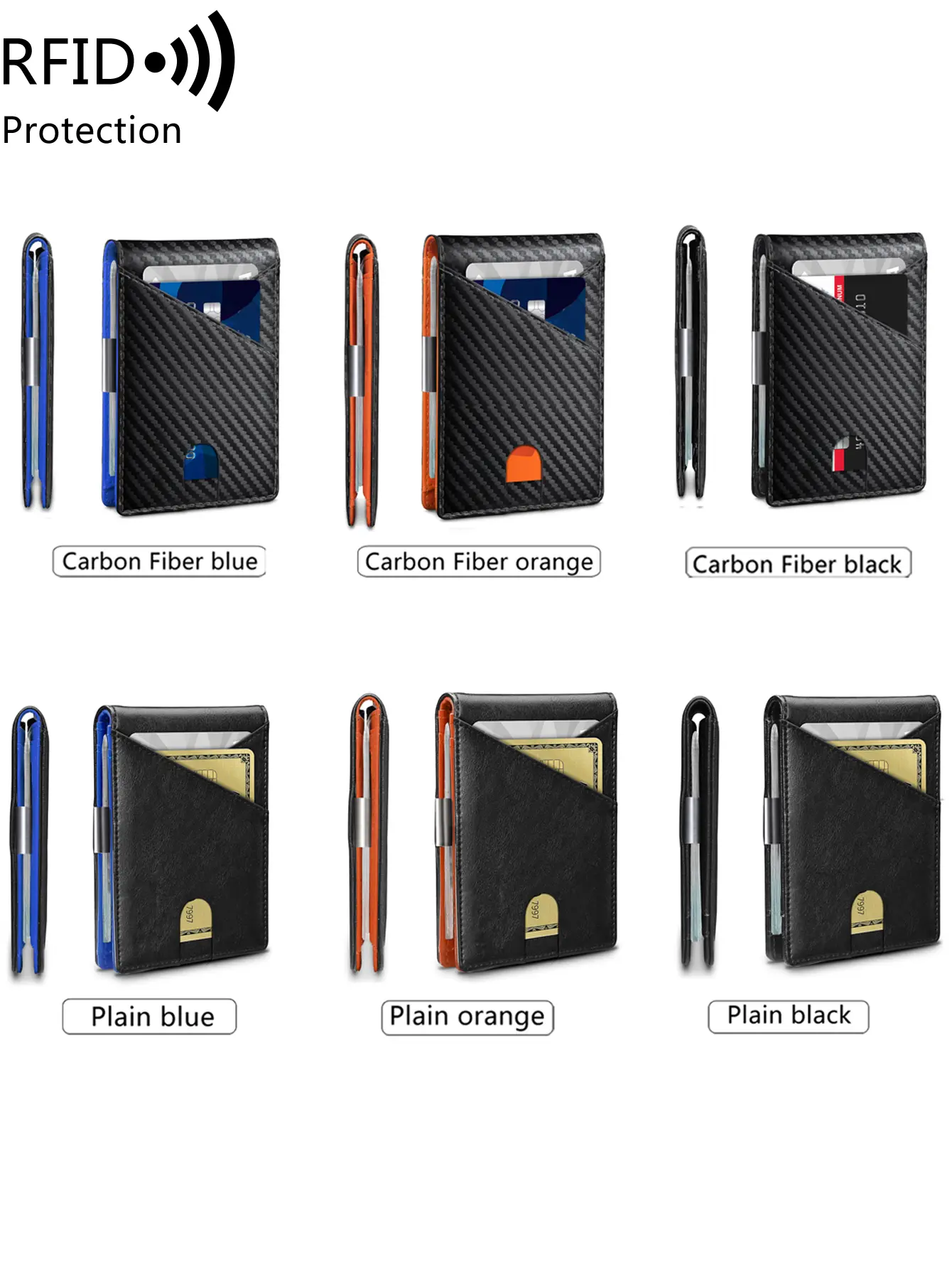 Minimalist men's wallet RFID anti-theft brush ultra-thin double fold 12 card wallet portable front pocket multifunctional wallet