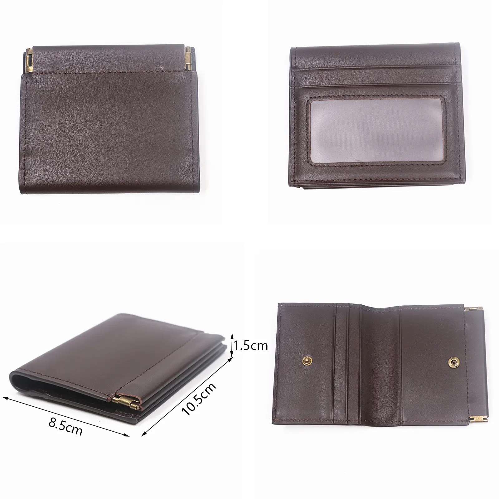 Genuine Leather Wallet For Men Women Fashion Short Bifold Small Slim Men's Purse Card Holder With Squeeze Coin Pocket ID Window