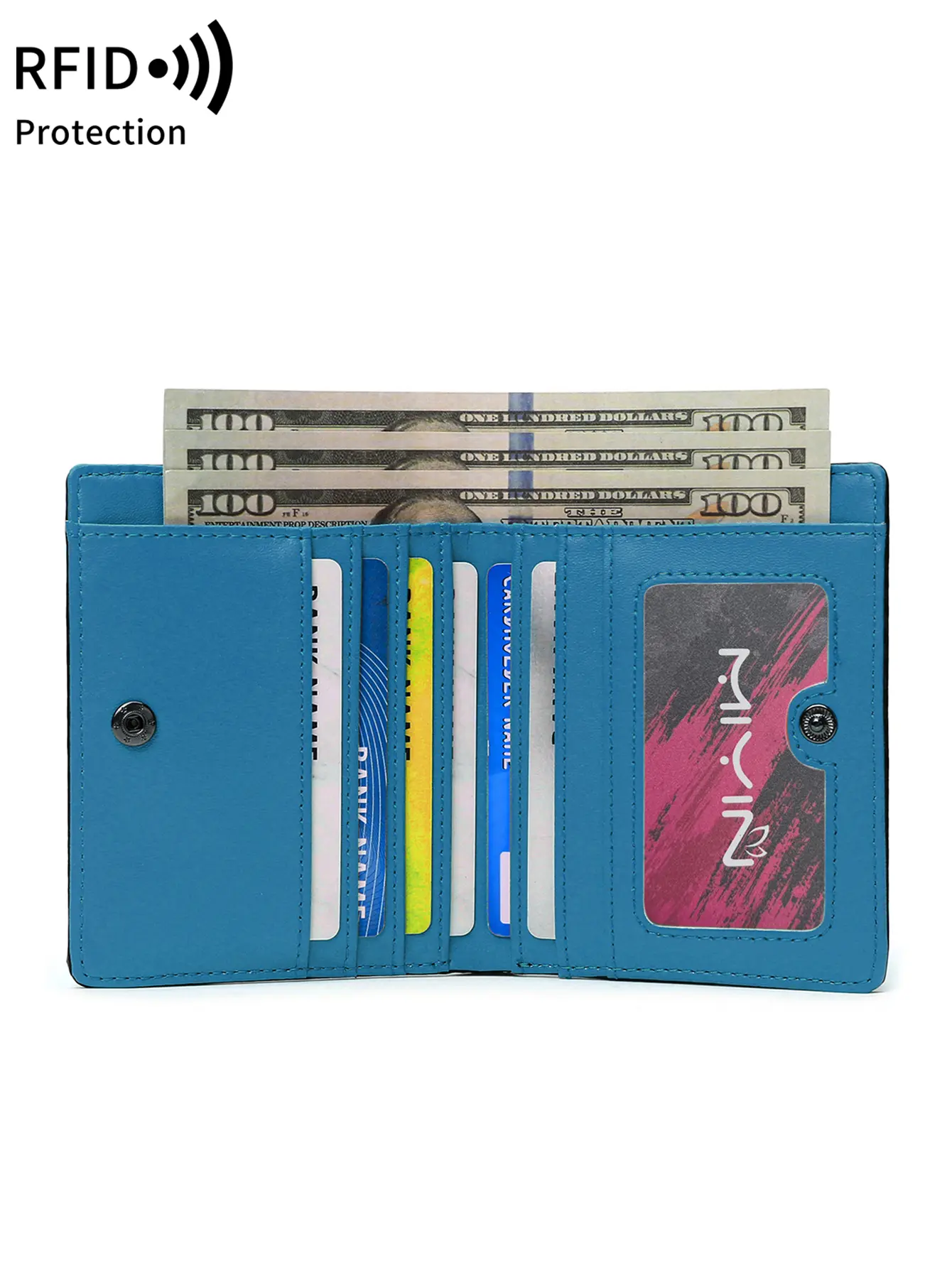 Men's Carbon Fiber Wallet PU Leather RFID Bifold Short Wallet Portable Zipper Coin Pocket Ultra-thin Large Capacity Card Holder