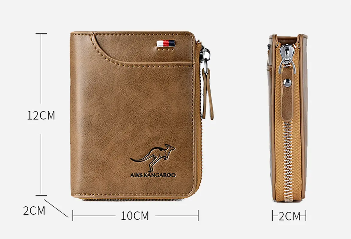 Fashion Men's Coin Purse Wallet RFID Blocking Man Leather Wallet Zipper Business Card Holder ID Money Bag Wallet Male Purse