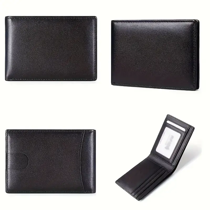 male mini wallet Money clip RFID genuine leather Wallet for men Business Credit Card ID badge Holder Minimalist Wallet man