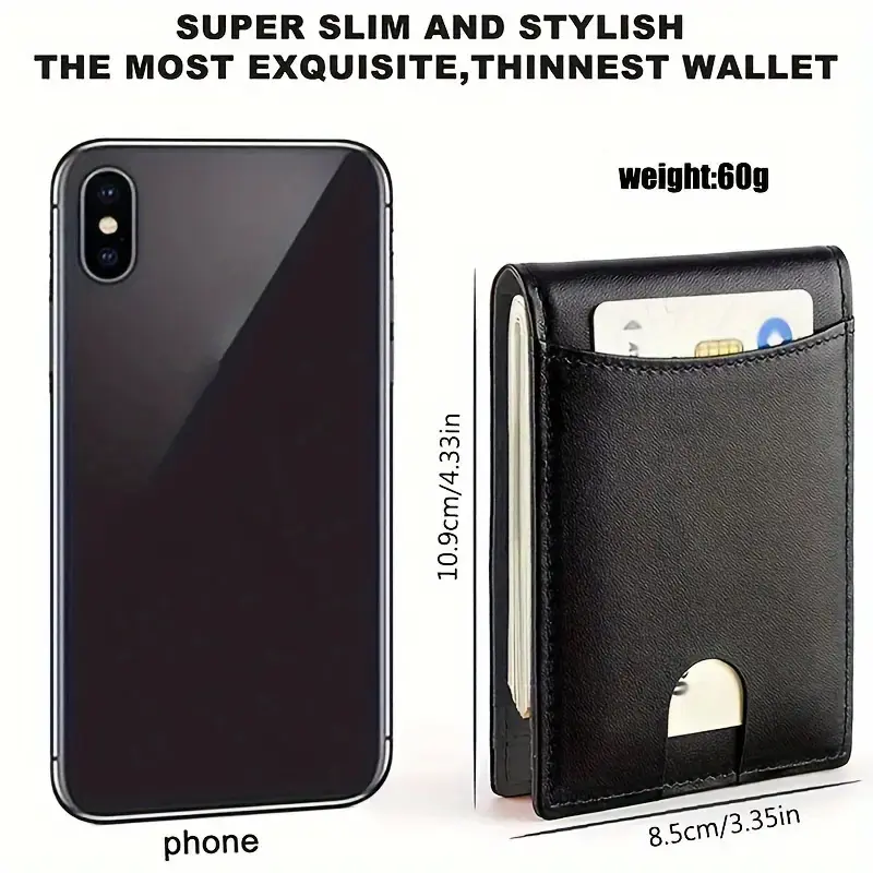 male mini wallet Money clip RFID genuine leather Wallet for men Business Credit Card ID badge Holder Minimalist Wallet man