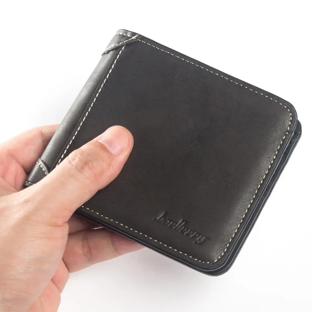 Men's Classic Short PU Wallet Zipper Closure Anti-Theft Vintage Design Business Card Holder