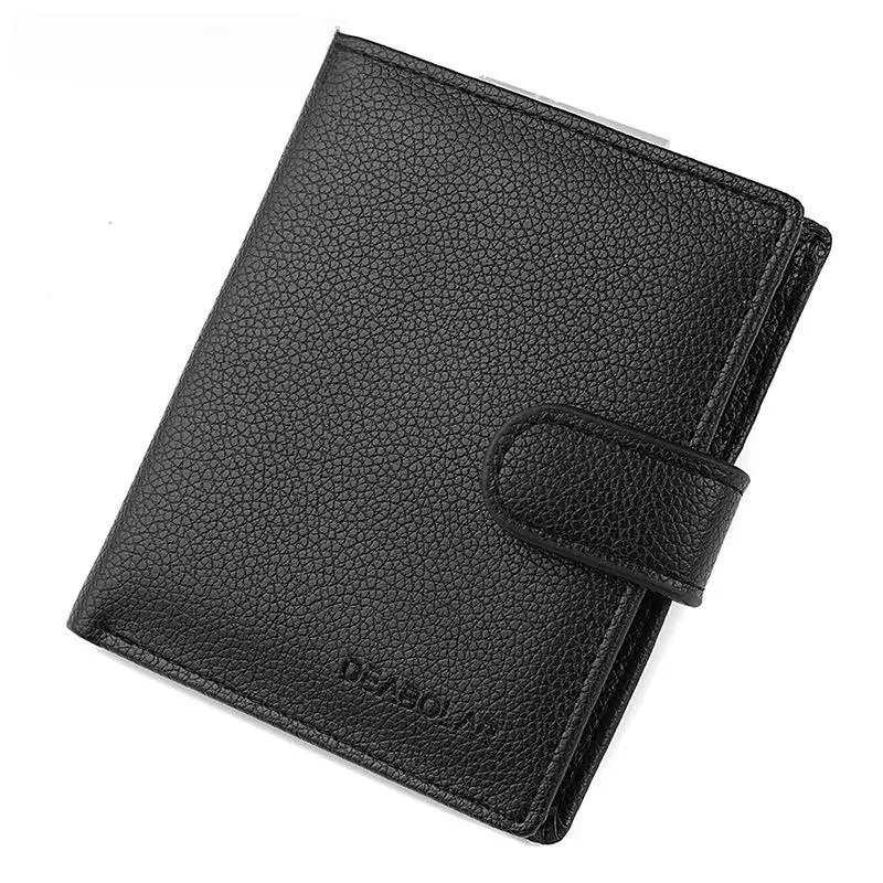 High Quality Men's Passport Leather Wallet Multiple Card Slots and Two Clear ID Window Vintage Business Card Bag