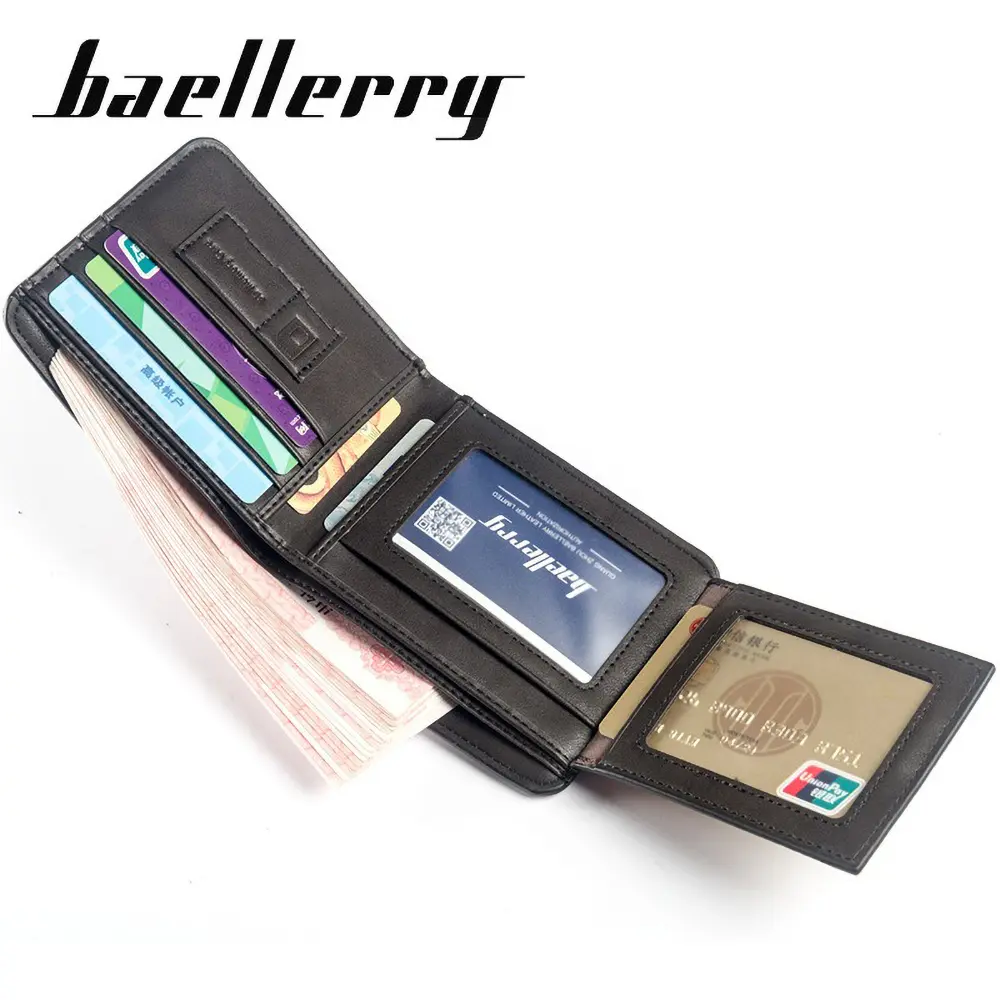 Men's Classic Short PU Wallet Zipper Closure Anti-Theft Vintage Design Business Card Holder