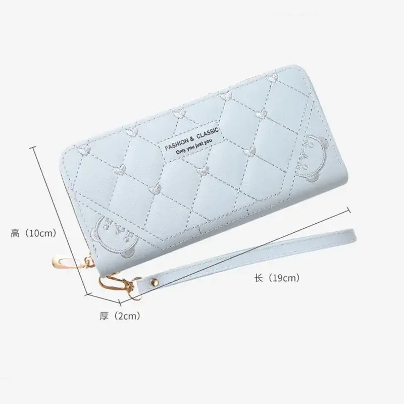 New Long Short Wallet Women's Fashion Credit Card Bag Purse Zipper Handbag Embroidered Heart Mobile Phone Money Coin Bag Case
