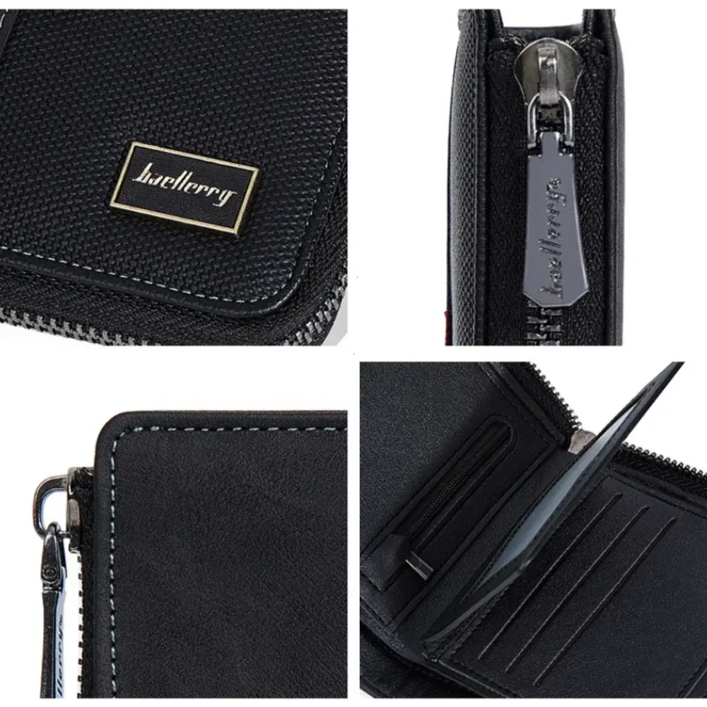 2025 RFID Simple Short Men Zipper Wallets Luxury Brand Card Holder Male Wallet Photo Holder Coin Pocket Man Purses Wallets Women