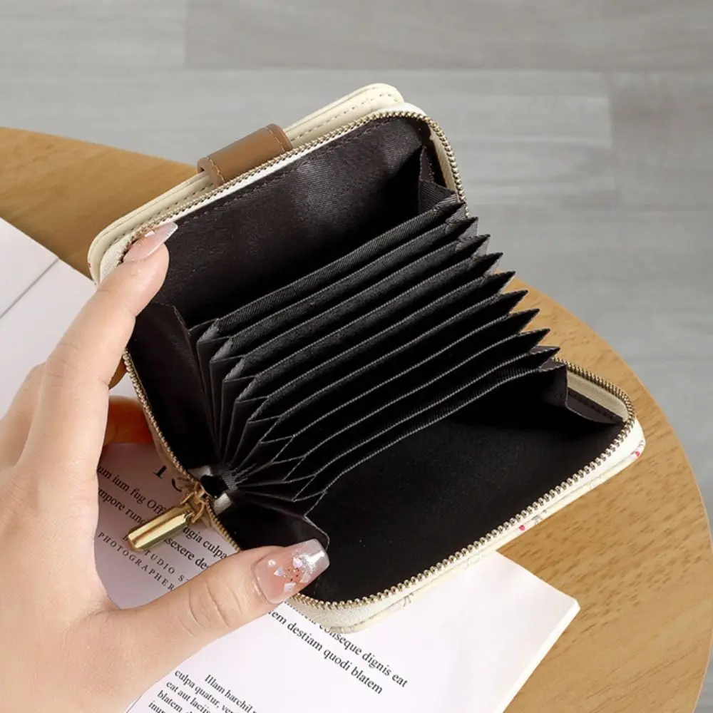 Fashion Flower Short Wallet PU Leather Large Capacity ID Card Holder Lightweight Mini Coin Purse for Women