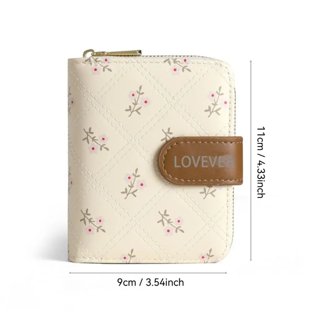 Fashion Flower Short Wallet PU Leather Large Capacity ID Card Holder Lightweight Mini Coin Purse for Women