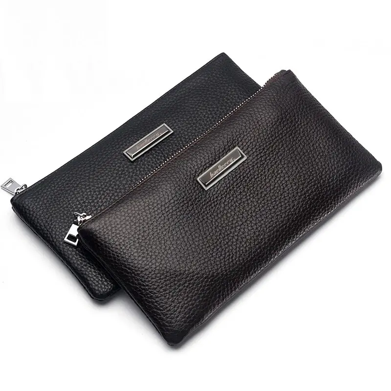 New Men Long Wallets Genuine Leather Men's Slim Soft Zipper Purse Card Holder Phone Pocket Multifunctional Large Capacity Clutch
