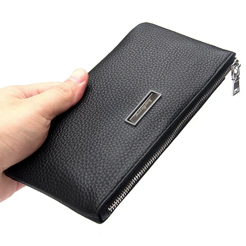 New Men Long Wallets Genuine Leather Men's Slim Soft Zipper Purse Card Holder Phone Pocket Multifunctional Large Capacity Clutch