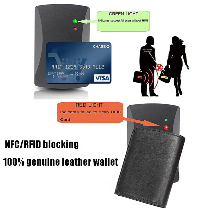 Classic men's wallet RFID Anti-Theft Genuine Leather Wallet Credit Card Holder Men's Purse