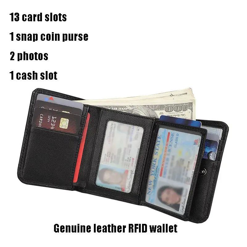 Classic men's wallet RFID Anti-Theft Genuine Leather Wallet Credit Card Holder Men's Purse