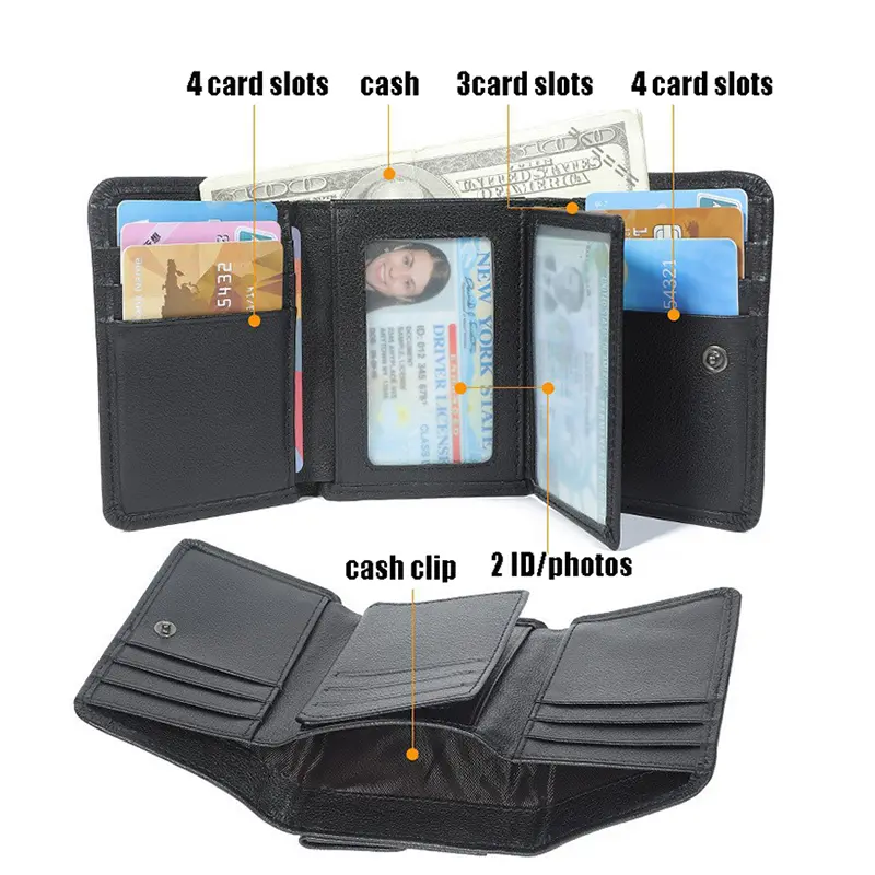 Classic men's wallet RFID Anti-Theft Genuine Leather Wallet Credit Card Holder Men's Purse