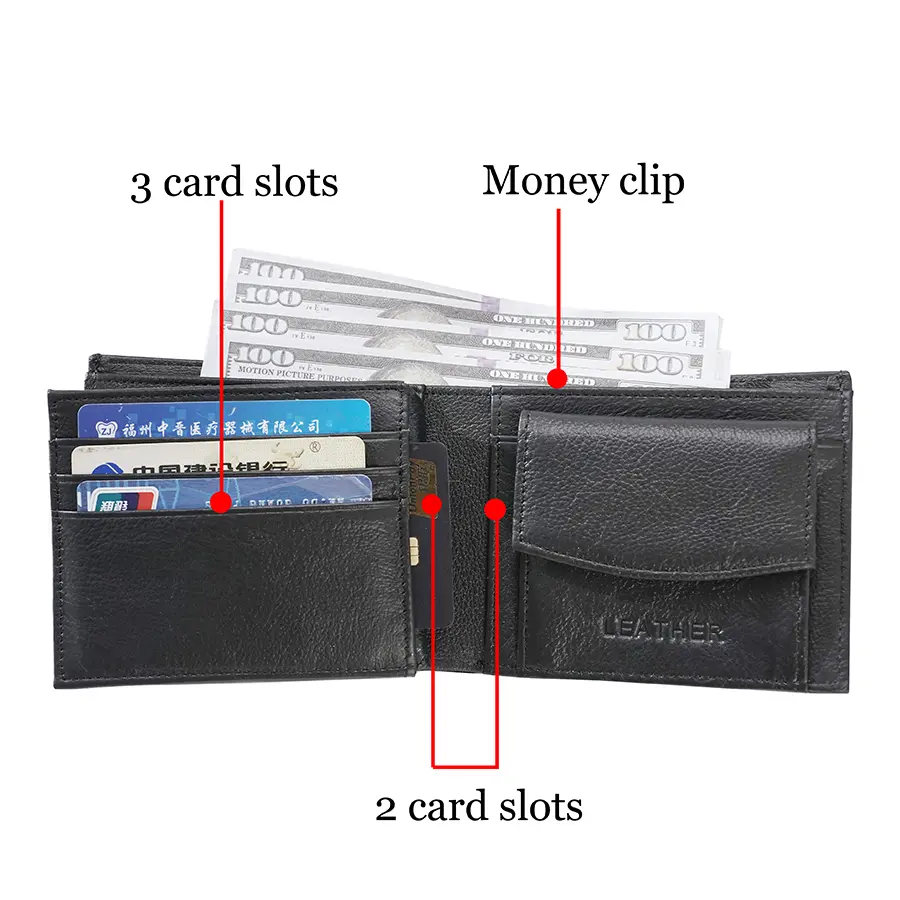 Classic men's wallet RFID anti-theft genuine leather wallet for men's credit card holder zipper coin wallet Money clip