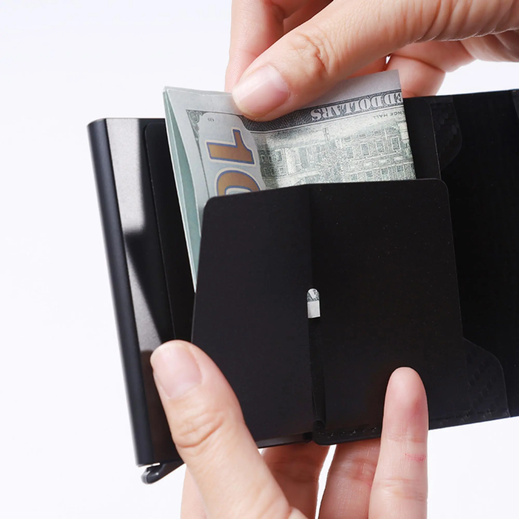 Magnetic Suction Effect Minimalist MEN'S Card Bag Wallet Black - Upgraded Magnetic Closure