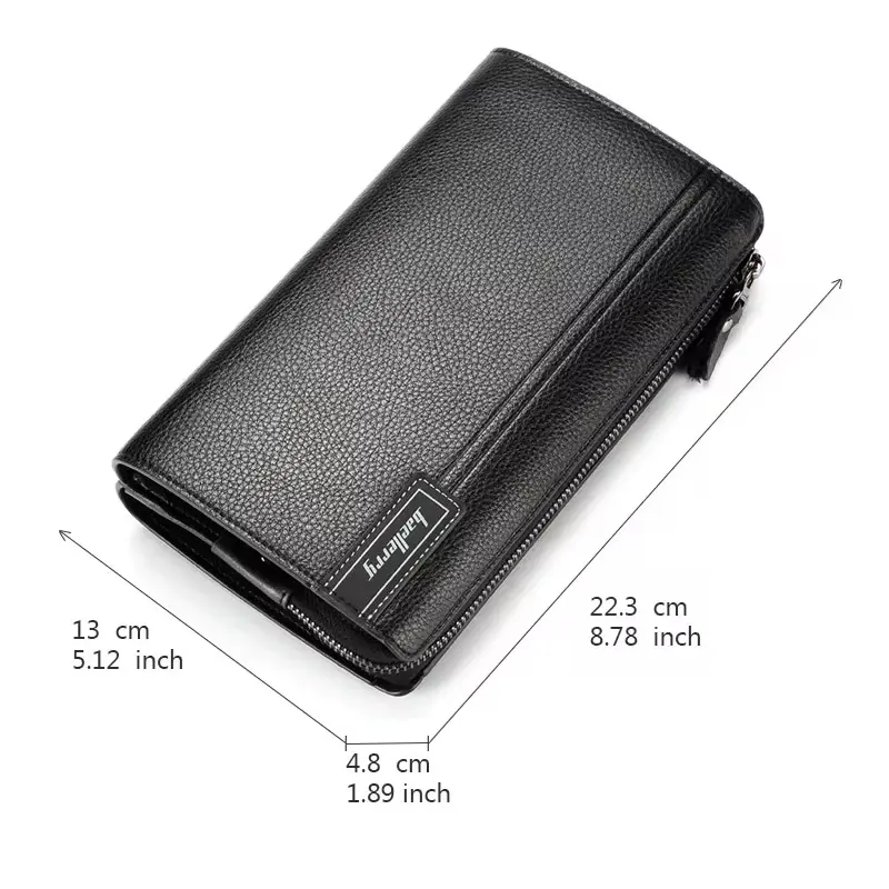 Baellerry Large Capacity Phone Pocket New Men Wallets Handbag Brand Card Holder Zipper Male Wallets Passport Case Men's Purses