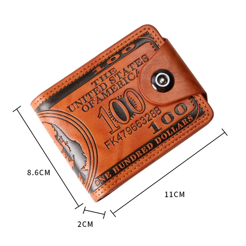 New Men's Wallets With 100 US Dollar PatternWallet Male Leather Walet Photo Card HolderFashion Large Capacity Wallet Purse Bag