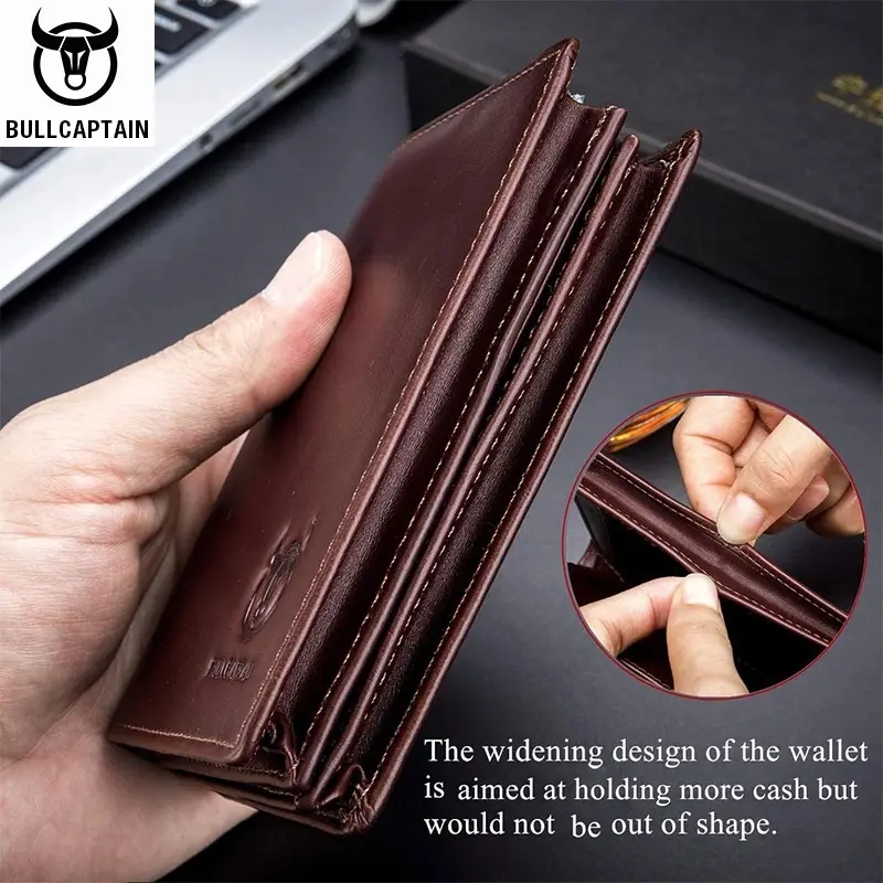 BULLCAPTAIN Large Capacity Genuine Leather Bifold Wallet Credit Card Holder for Men with 15 Card' Slots RFID Wallet
