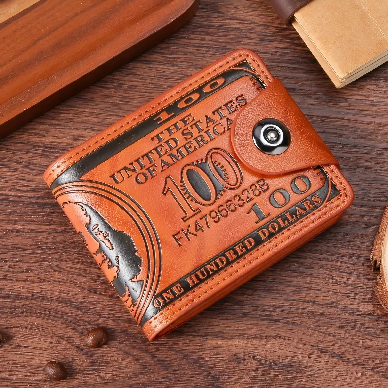 New Men's Wallets With 100 US Dollar PatternWallet Male Leather Walet Photo Card HolderFashion Large Capacity Wallet Purse Bag
