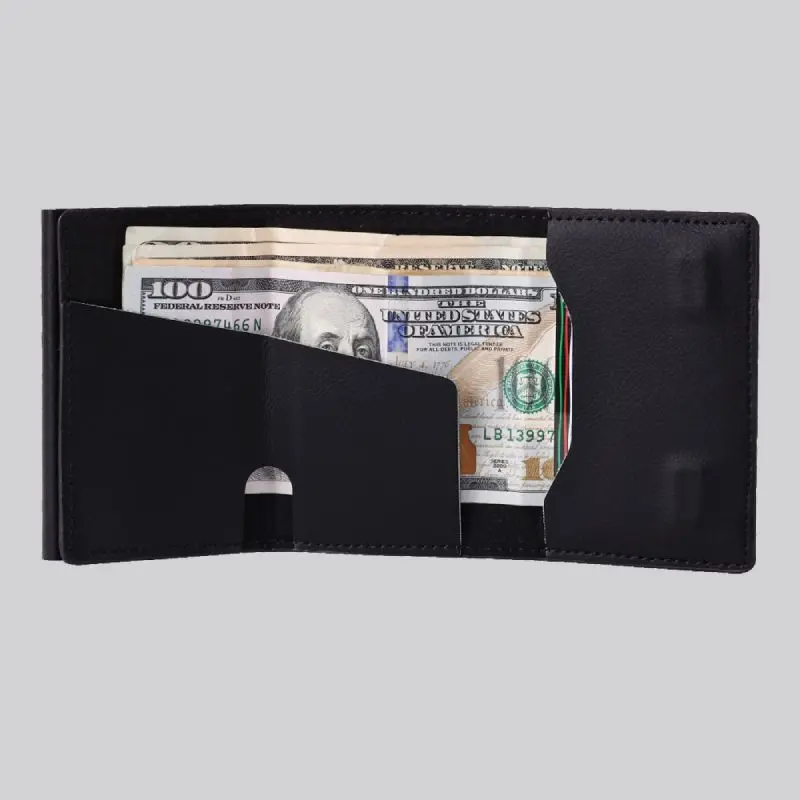 Men Credit Card Holder RFID Blocking Nappa PU Leather Magnetic Closure Pop Up Card Wallet Large Capacity Tri-fold Wallet