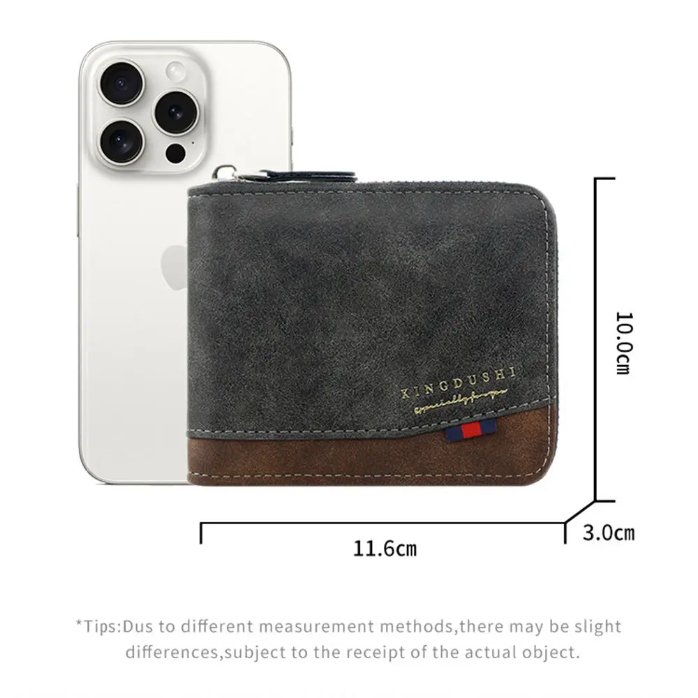 New Zipper Men Wallets High Quality Card Bags Retro Male Coin Purses Big Capacity Card Holder Photo Holder Luxury Men's Wallet