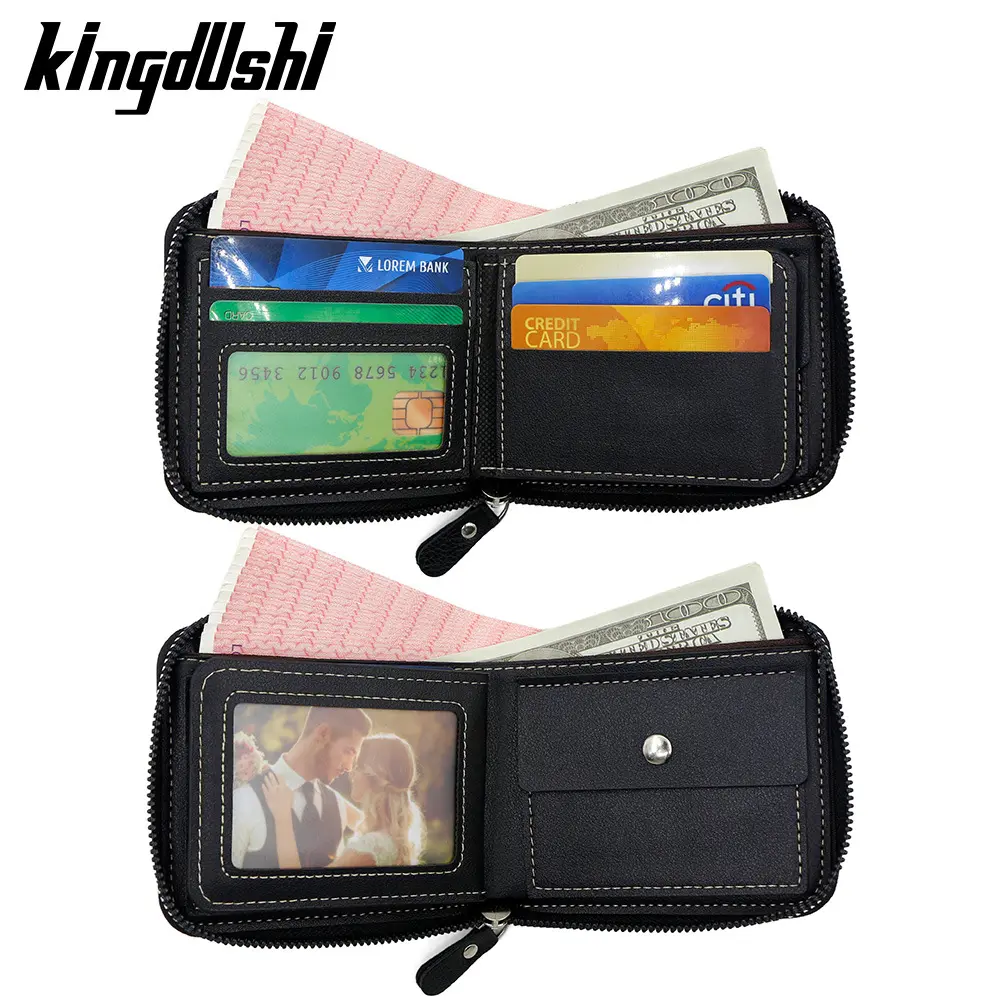 New Zipper Men Wallets High Quality Card Bags Retro Male Coin Purses Big Capacity Card Holder Photo Holder Luxury Men's Wallet