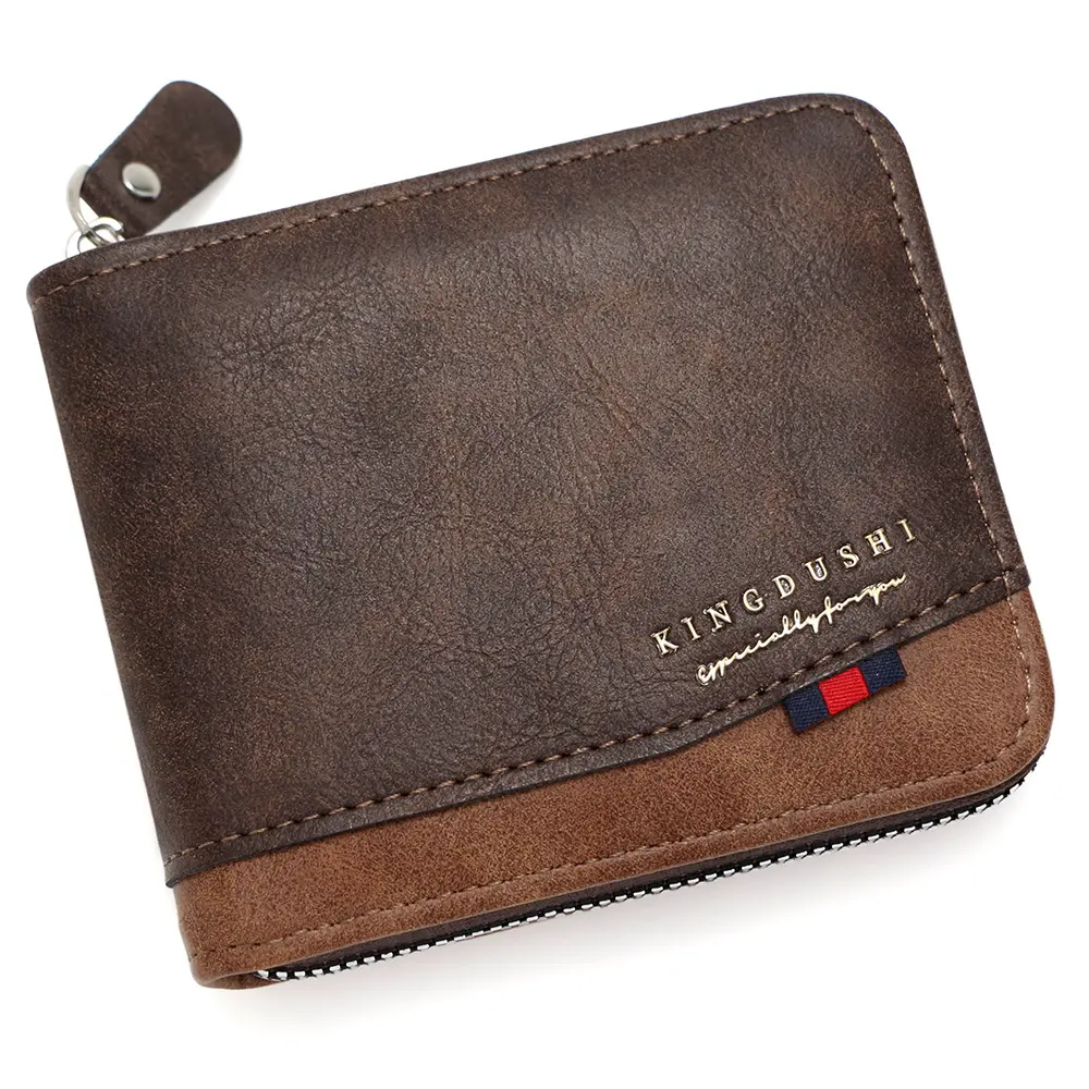 New Zipper Men Wallets High Quality Card Bags Retro Male Coin Purses Big Capacity Card Holder Photo Holder Luxury Men's Wallet