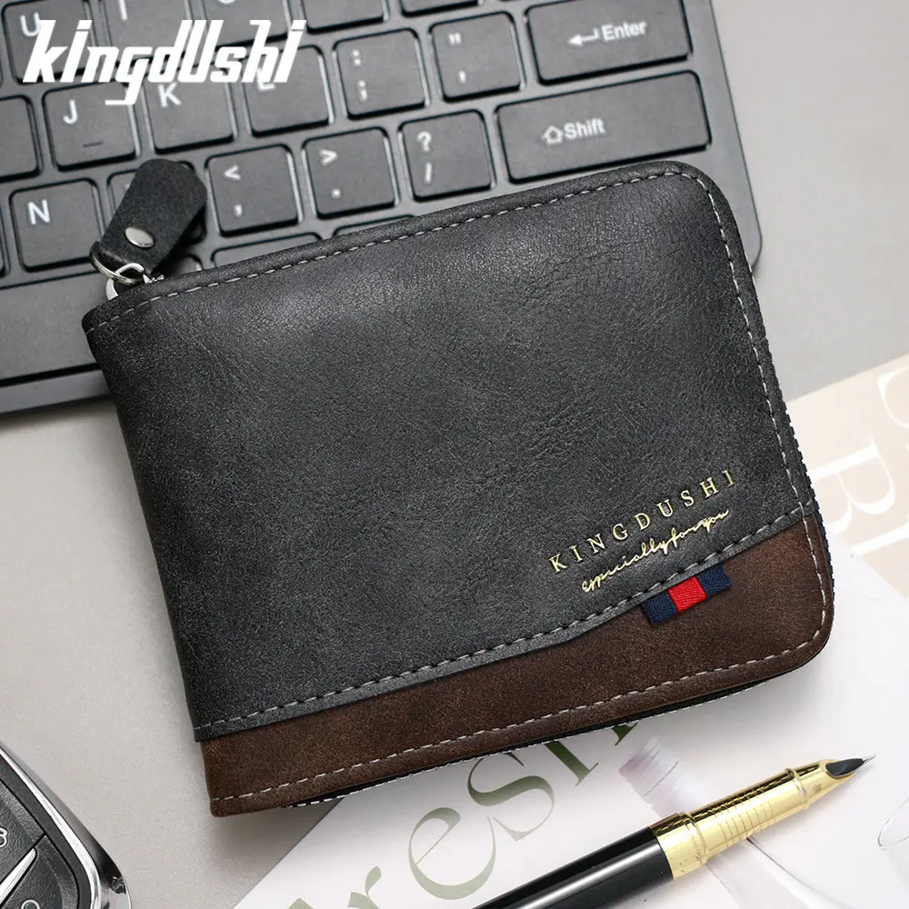 New Zipper Men Wallets High Quality Card Bags Retro Male Coin Purses Big Capacity Card Holder Photo Holder Luxury Men's Wallet
